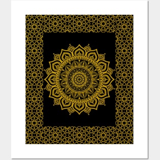 Golden pattern Moroccan Posters and Art